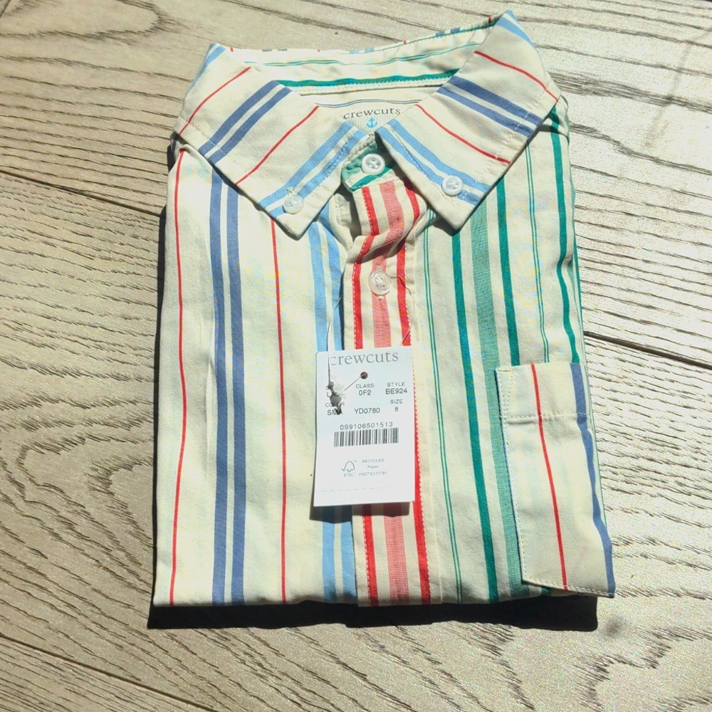 Crewcuts kids (boys) long sleeve pinstripe button down size 8